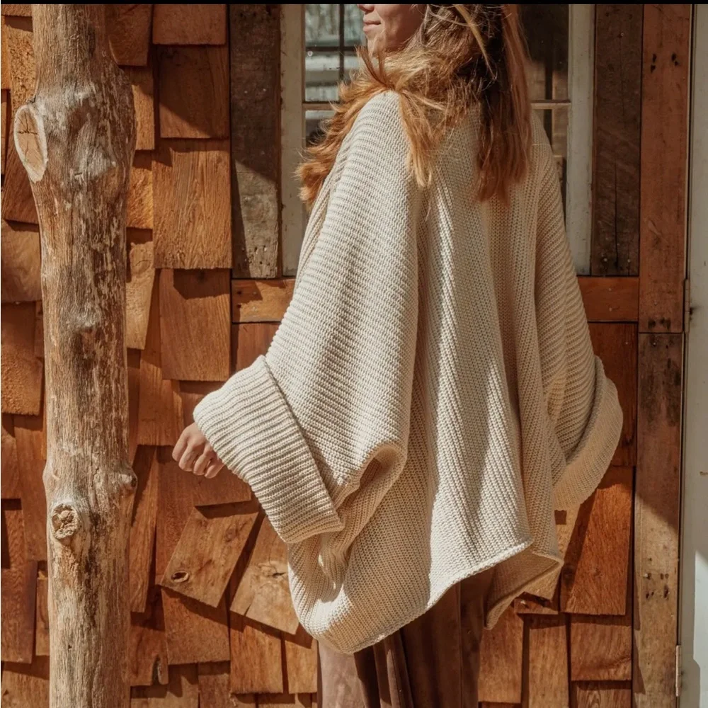 Like New Gardenbelle 100% Organic unbleached cotton oversized Cardigan USA made - Picture 10 of 16